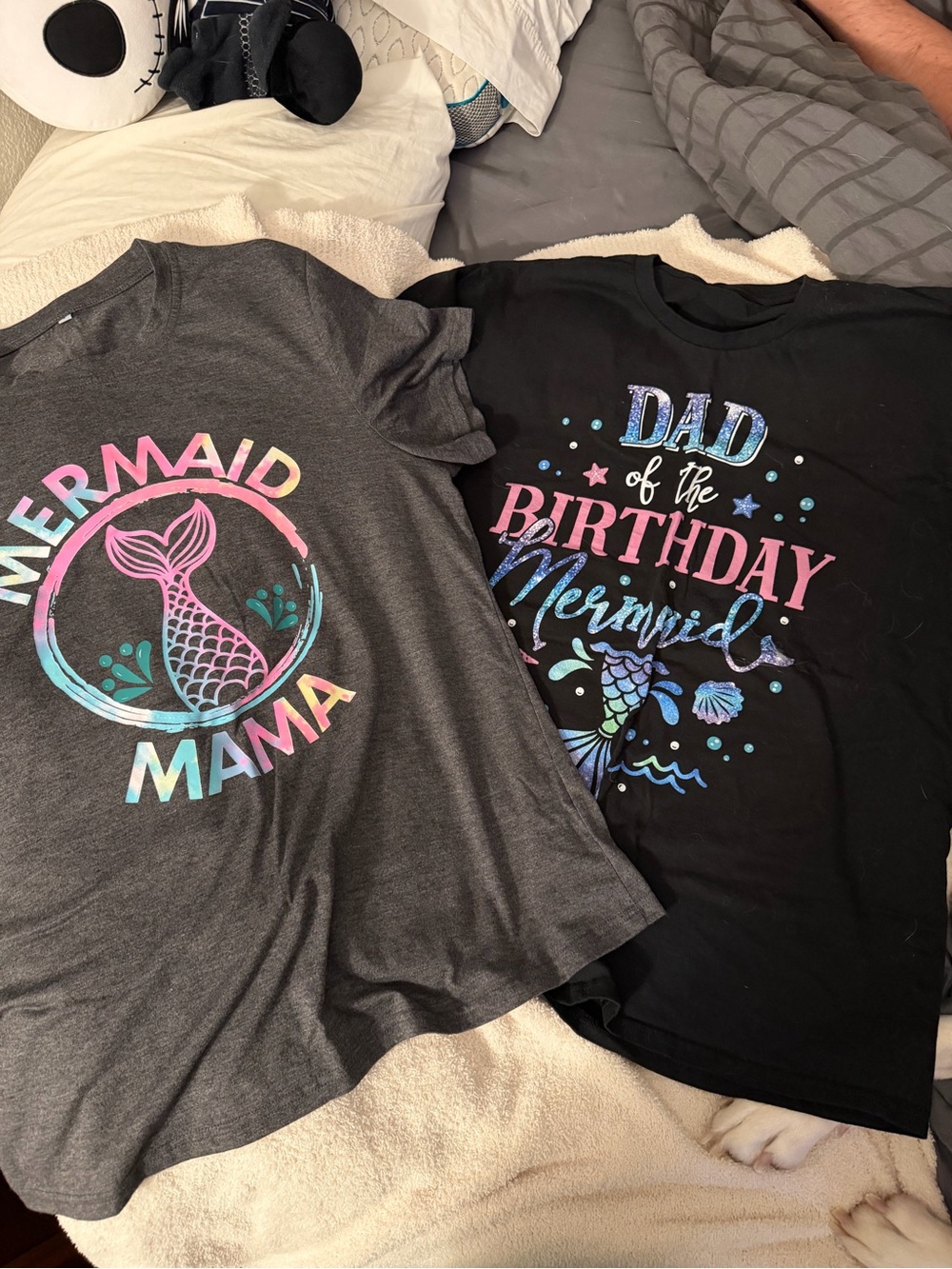 Mermaid Birthday Party Mom & Dad Bundle Short Sleeve T Shirts Large VGUC